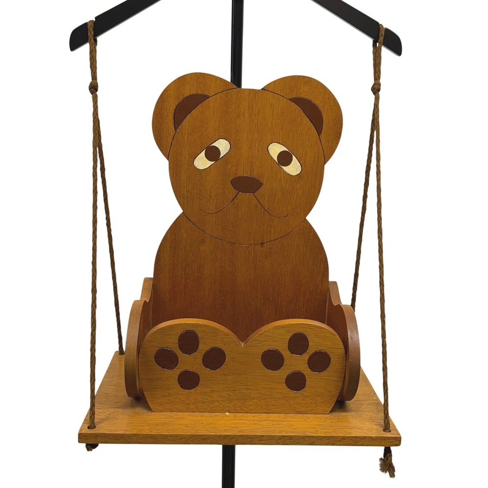 Vintage 90's Kids Handmade Rustic Teddy Bear Wooden Shelf Nursery‎ Bedroom